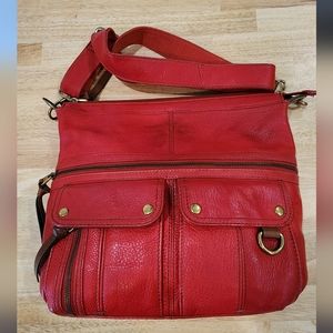Fossil Morgan Crossbody Bag Red Genuine Leather